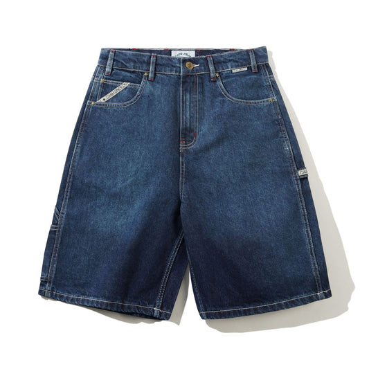 Company Denim Shorts, Distress Washed Slub Blue