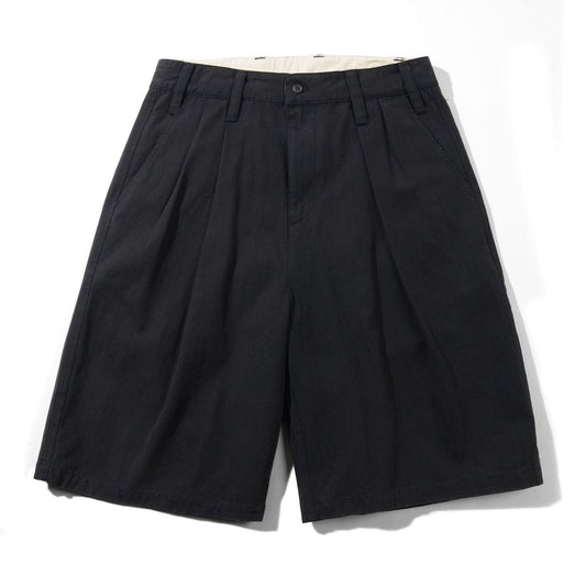 Pleated Shorts Shorts, Washed Black