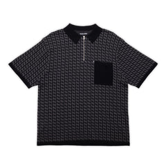 Drain Knit SS Polo Shirt, Black