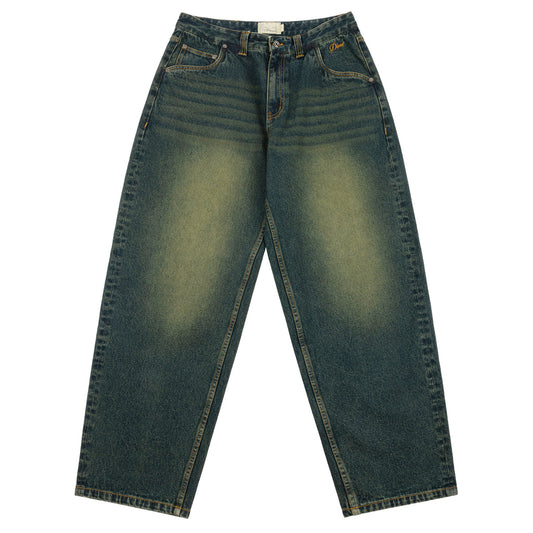 Baggy Denim Pants, Sandblasted Pine