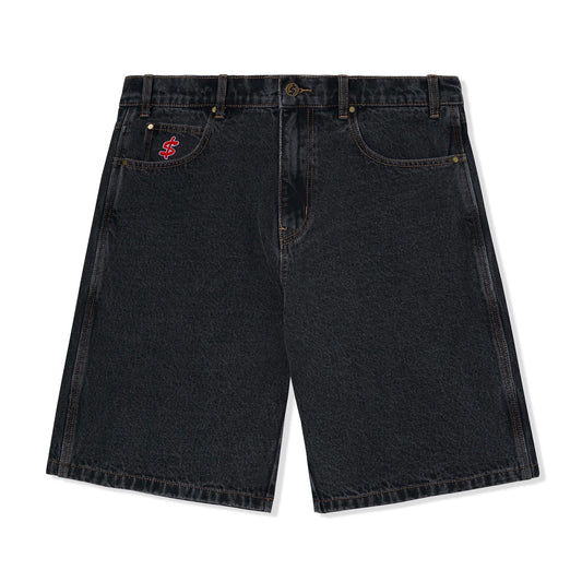 Cash Only Logo Denim Shorts, Washed Black