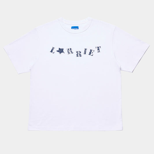 Stencil Tee, White / Ocean