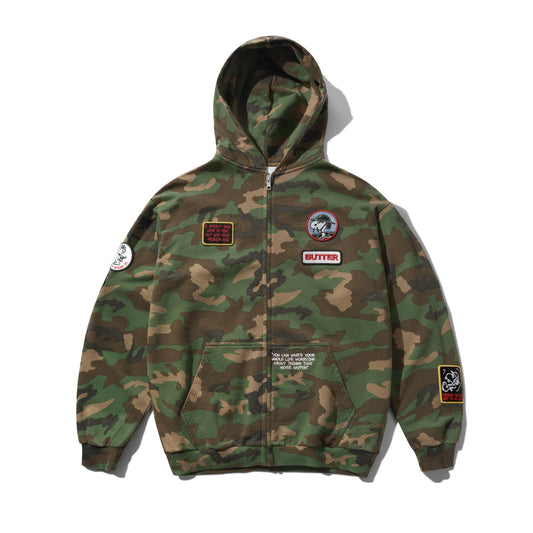 Peanuts Patched Zip-Thru Hood, Washed Camo