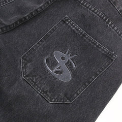 Slub Stain Phantasy Jeans, Black