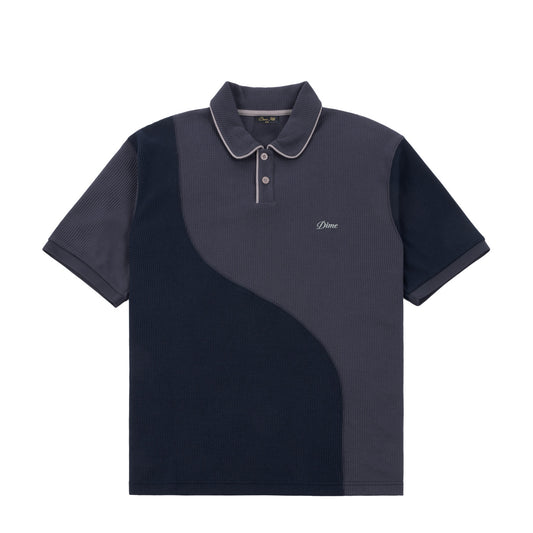 Waffle Polo Shirt, Indigo