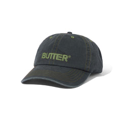 Rounded Logo 6 Panel Cap, Washed Black