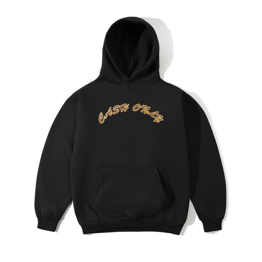 Felt Applique Logo Pullover Hood, Black