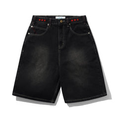 Stars Denim Shorts, Washed Black