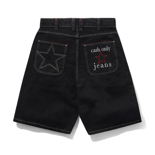Stars Denim Shorts, Washed Black