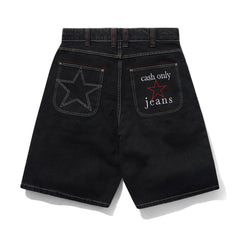 Stars Denim Shorts, Washed Black