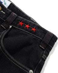 Stars Denim Shorts, Washed Black