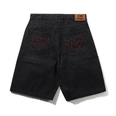 Blotch Denim Shorts, Streaky Black