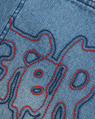 Blotch Denim Shorts, Streaky Blue