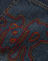 Blotch Denim Shorts, Streaky Navy