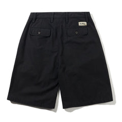 Pleated Shorts Shorts, Washed Black