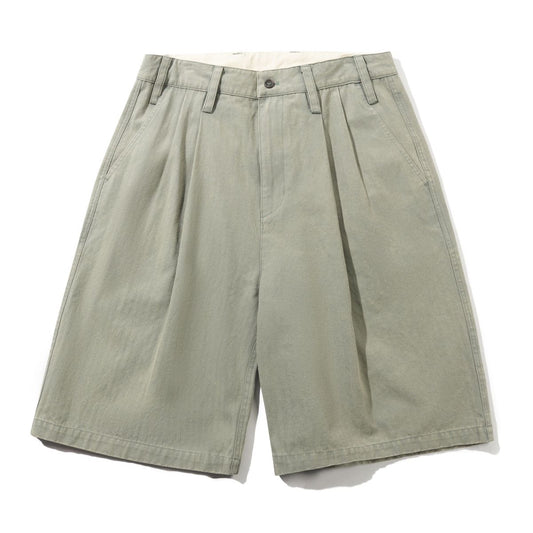 Pleated Shorts Shorts, Washed Fatigue
