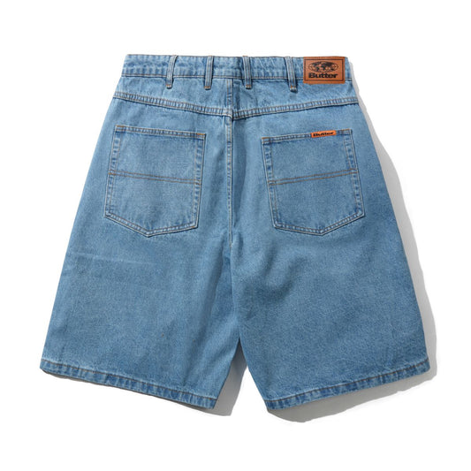 Baggy Denim Shorts, Washed Indigo