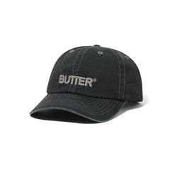 Rounded Logo 6 Panel Cap, Washed Black