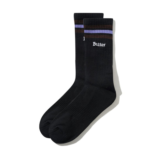Stripe Socks, Black / Purple