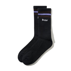 Stripe Socks, Black / Purple