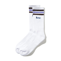 Stripe Socks, White / Purple