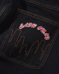 Cash Only Logo Denim Shorts, Washed Black