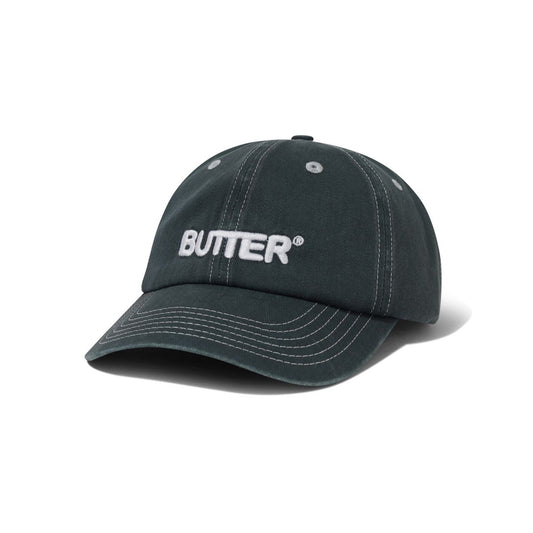 Rounded Logo 6 Panel Cap, Washed Black