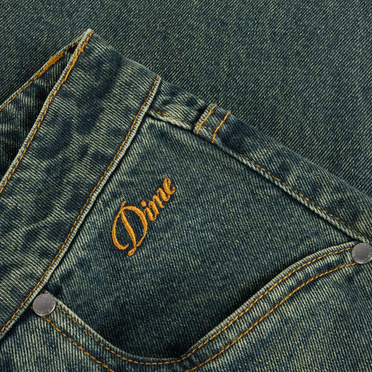 Baggy Denim Pants, Sandblasted Pine