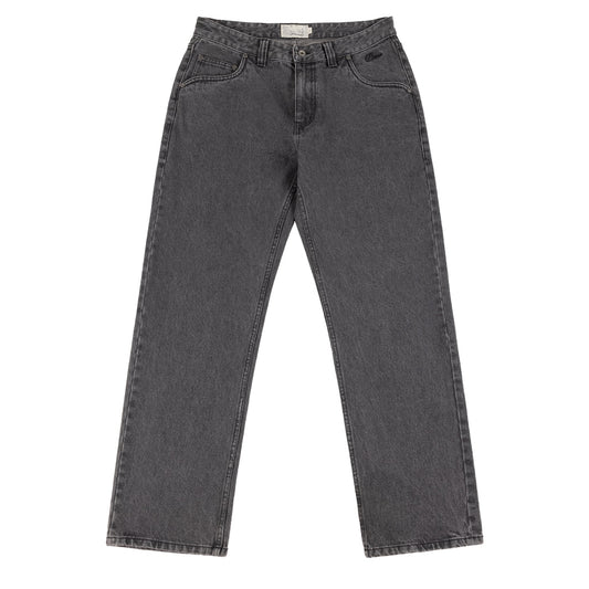 Straight Denim Pants, Faded Black