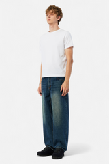 Baggy Denim Pants, Sandblasted Night Indigo
