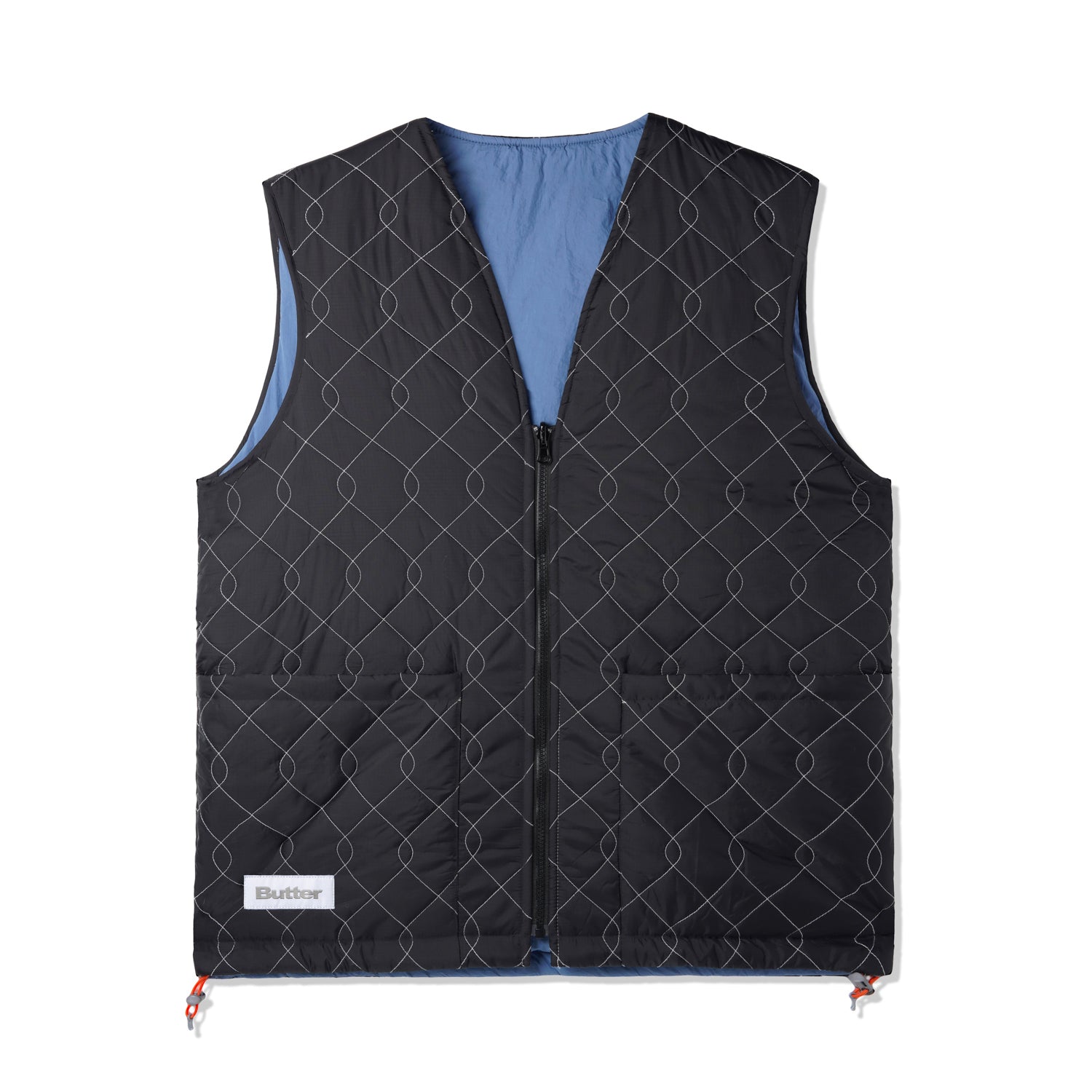 Chainlink Reversible Puffer Vest, Black / Slate