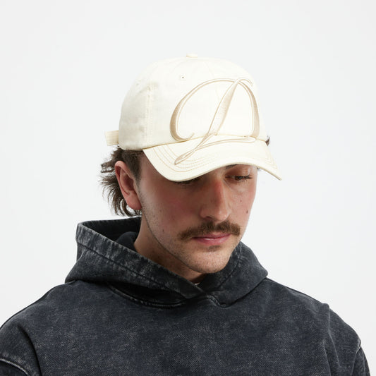 Big Cursive Low Pro Cap, Cream