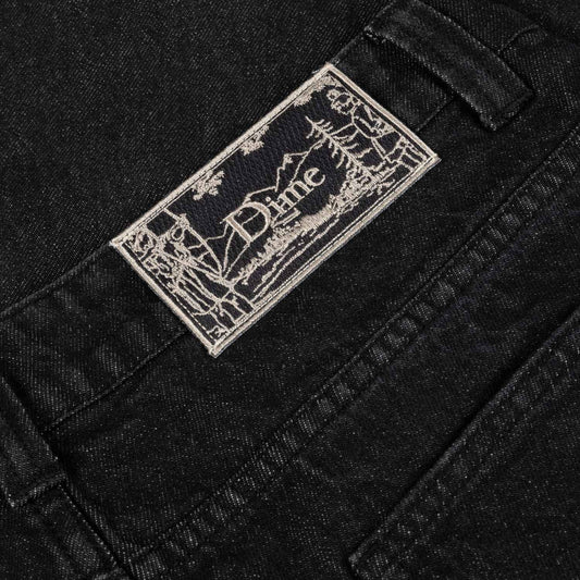 Classic Baggy Denim Pants, Black Washed