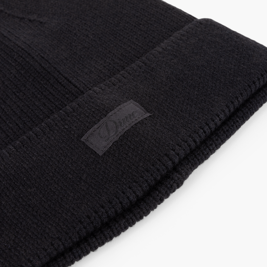 Cursive Rib Beanie, Black