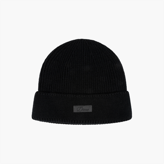 Cursive Rib Beanie, Black