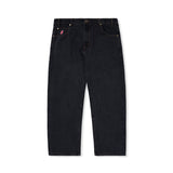 Logo Baggy Denim Jeans, Washed Black