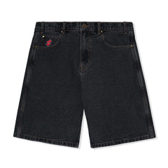 Cash Only Logo Denim Shorts, Washed Black