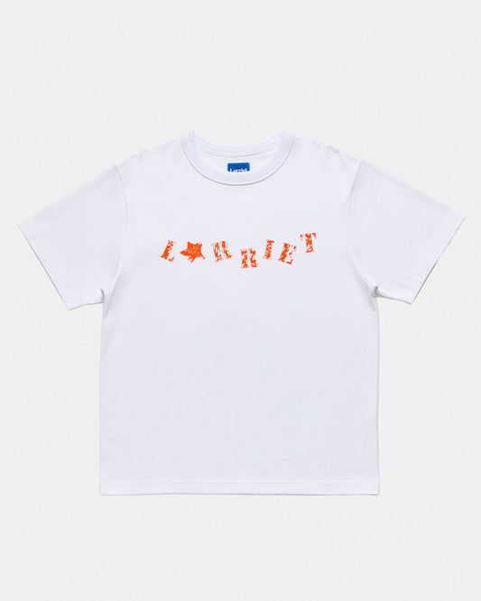 Stincil Tee, White / Orange