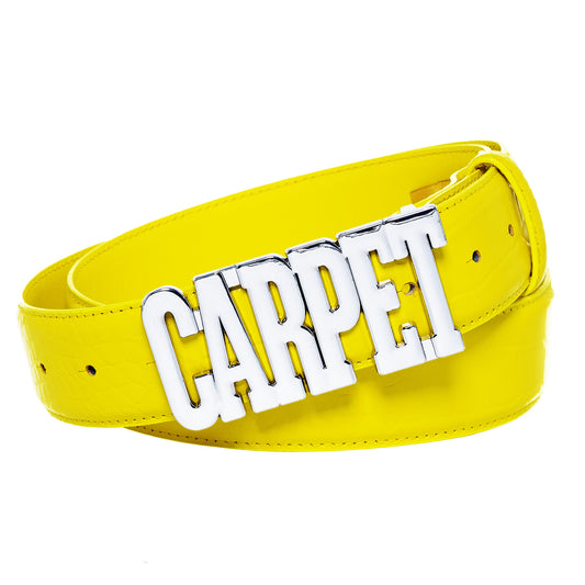 Crocskin Leather Belt, Yellow