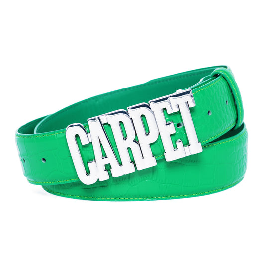 Crocskin Leather Belt, Green