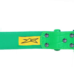 Crocskin Leather Belt, Green