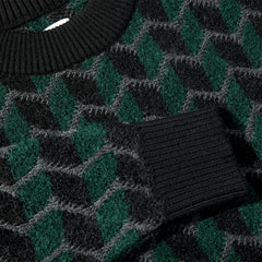 Zig Zag Knit Sweater, Black / Dark teal