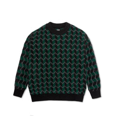 Zig Zag Knit Sweater, Black / Dark teal