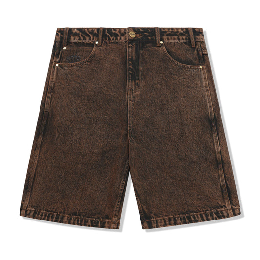 Spider Denim Shorts, Acid Brown