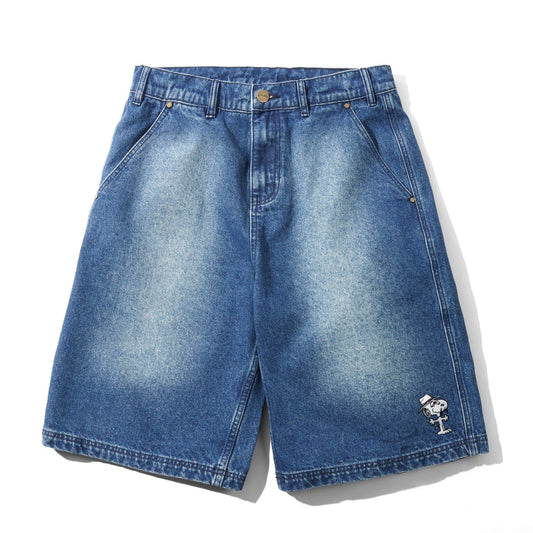 Peanuts Spike Work Shorts, Distressed Indigo