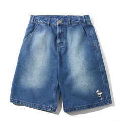 Peanuts Spike Work Shorts, Distressed Indigo