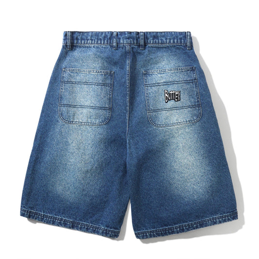Peanuts Spike Work Shorts, Distressed Indigo