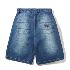 Peanuts Spike Work Shorts, Distressed Indigo