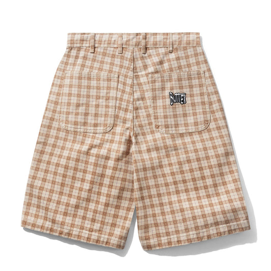 Peanuts Spike Work Shorts, Sandstone Plaid