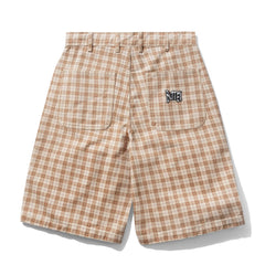 Peanuts Spike Work Shorts, Sandstone Plaid